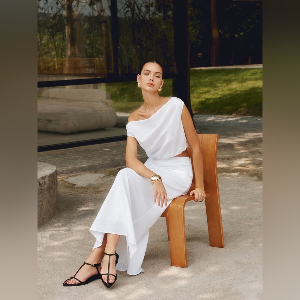 Commense Cotton & Linen Solid Maxi Skirt - Picture 3 of 13